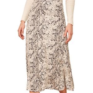 Reformation Bea Skirt in Snake Print, Size 2